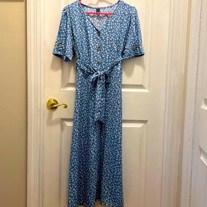 Shein baby blue floral midi dress